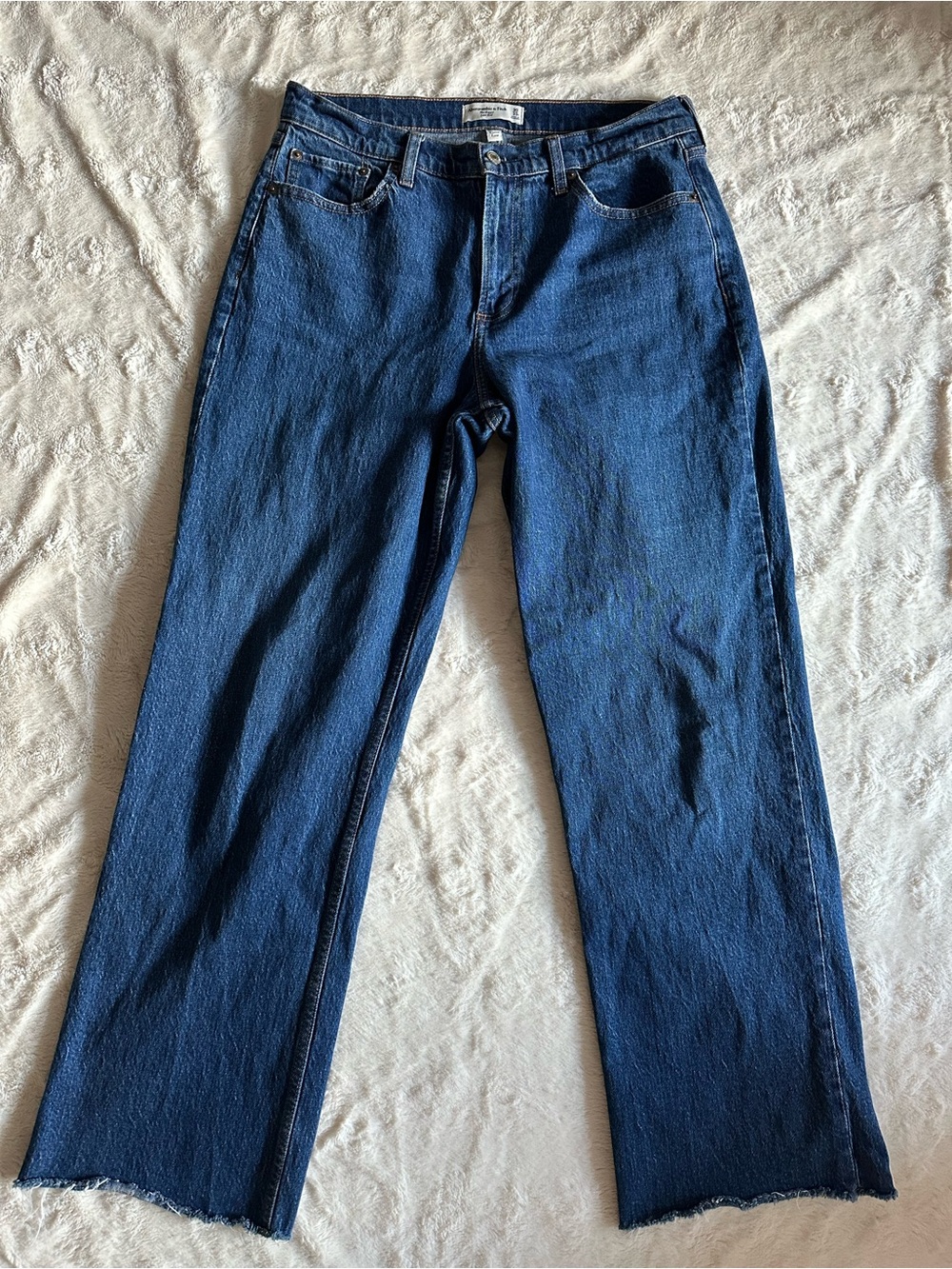 Abercrombie & Fitch curve love baggy low rise Jeans in Deep Blue Denim